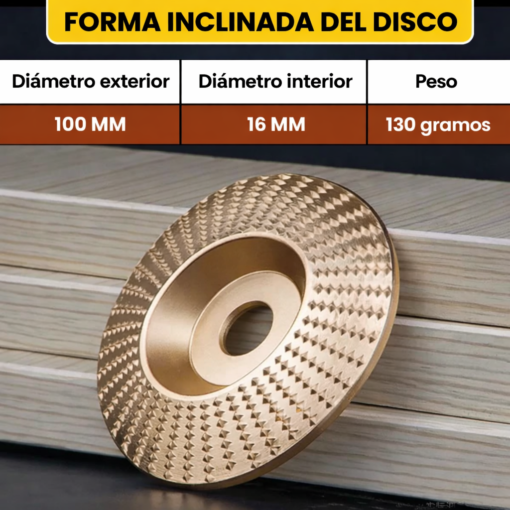 ✨Juego De 3 Discos De Desbaste De Acero Al Carbono Resistente Para Madera (Plano – Curvo – Inclinado)