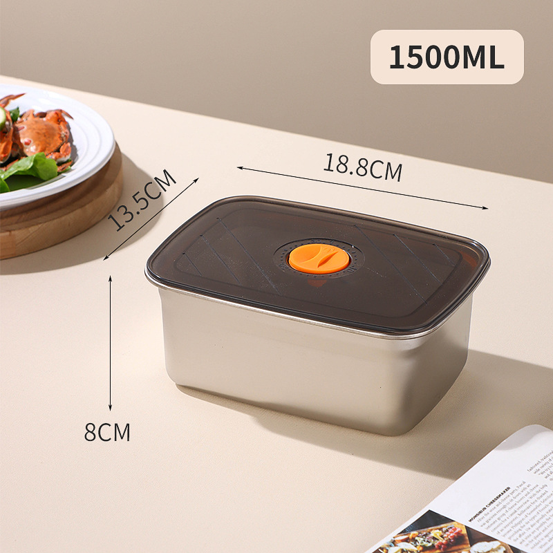 70% DE DESCUENTO | Recipiente Antibacteriano al Vacío para Alimentos de Acero Inoxidable, Tamaño Grande de 1500 ml (19 x 14 x 8 cm)