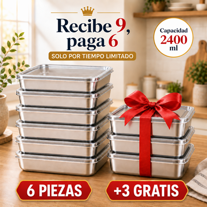 🍱 Recipiente de acero inoxidable 304 para alimentos (25 x 20 x 6 cm)