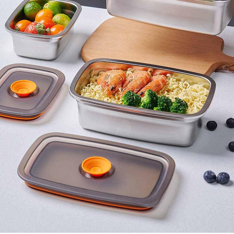 [Set 6 + 🎁3 Gratis] Contenedor de alimentos duradero de acero inoxidable 316 (19 x 13,5 x 5,5 cm)