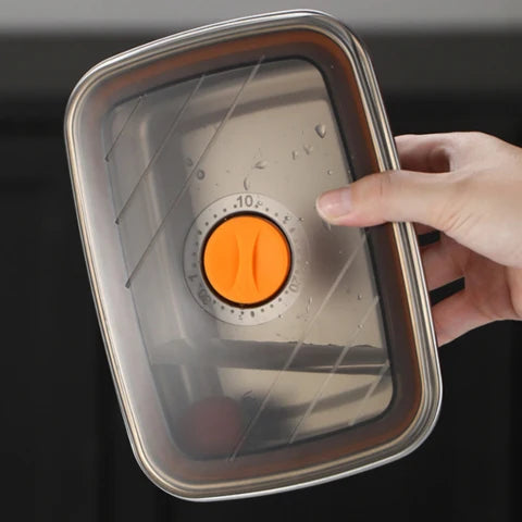 Recipiente Grande Para Alimentos Al Vacío De Acero Inoxidable Antibacteriano De 1500ml (19 x 14 x 8cm)