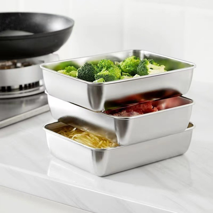BANDEJA DE ACERO INOXIDABLE 304 PREMIUM - Mantiene los alimentos frescos hasta 5× más tiempo