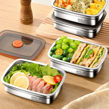 [Set 6 + 🎁3 Gratis] Contenedor de alimentos duradero de acero inoxidable 316 (19 x 13,5 x 5,5 cm)