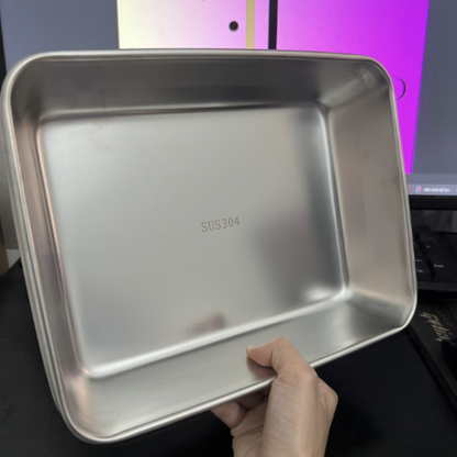 BANDEJA DE ACERO INOXIDABLE 304 PREMIUM - Mantiene los alimentos frescos hasta 5× más tiempo