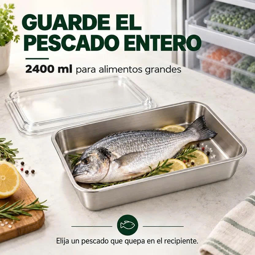 🛍️ Caja de alimentos de acero inoxidable 304 (25 x 20 x 6 cm)