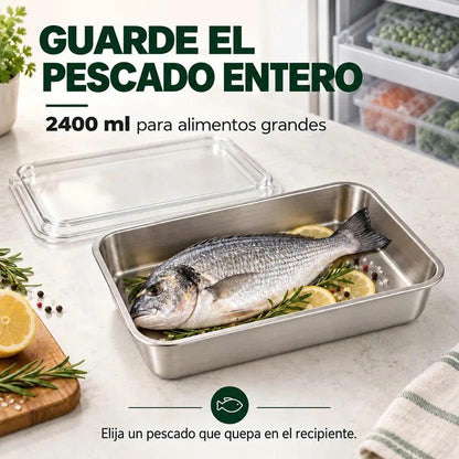 🛍️ Caja de alimentos de acero inoxidable 304 (25 x 20 x 6 cm)