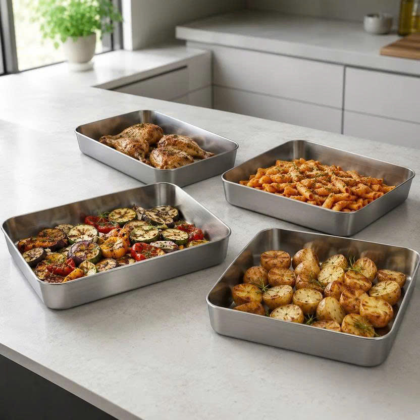 🛍️ Caja de alimentos de acero inoxidable 304 (25 x 20 x 6 cm)