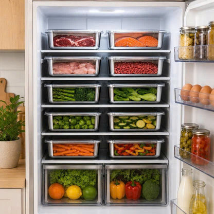 🛍️ Caja de alimentos de acero inoxidable 304 (25 x 20 x 6 cm)