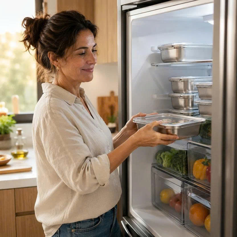 🛍️ Caja de alimentos de acero inoxidable 304 (25 x 20 x 6 cm)