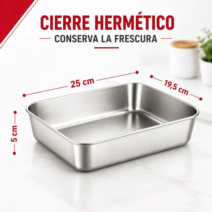 🛍️ Caja de alimentos de acero inoxidable 304 (25 x 20 x 6 cm)