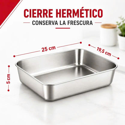 🛍️ Caja de alimentos de acero inoxidable 304 (25 x 20 x 6 cm)