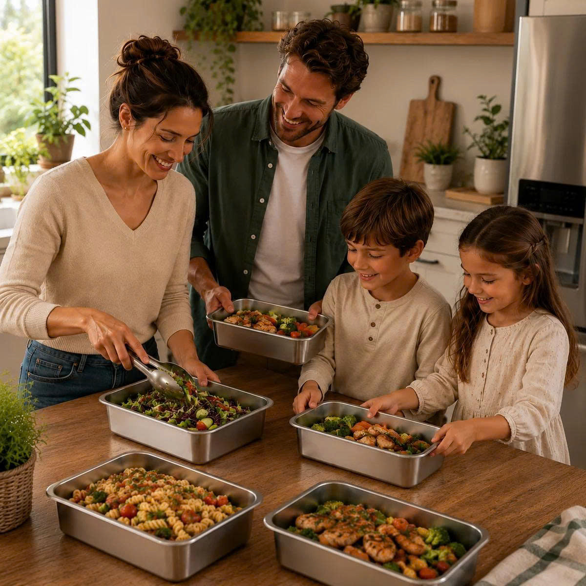 🛍️ Caja de alimentos de acero inoxidable 304 (25 x 20 x 6 cm)