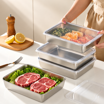 Contenedor premium para alimentos de acero inoxidable 304, mantiene la frescura hasta por 4 semanas.