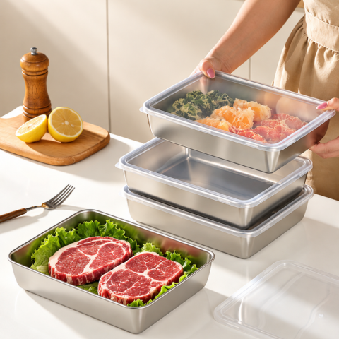 Contenedor premium para alimentos de acero inoxidable 304, mantiene la frescura hasta por 4 semanas.