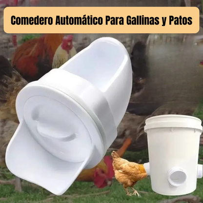 Puerta de alimentación automática para gallinas y patos, compatible con todo tipo de cubos – Incluye broca y sierra de corona