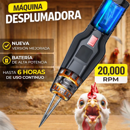 Desplumadora Eléctrica Portátil con Carga Rápida — Limpia Pollos y Aves en Segundos