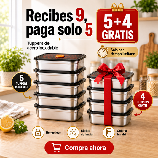 Llévate 9 y paga solo 5 | Recipientes herméticos de acero inoxidable 316L