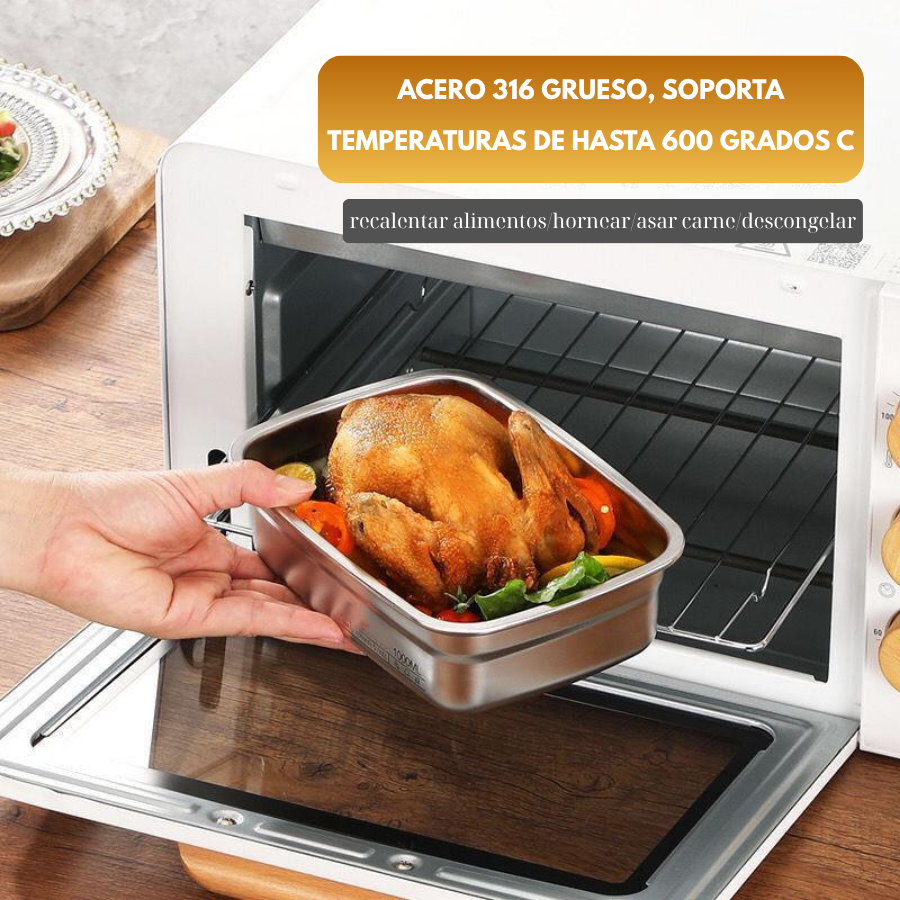 [Set 6 + 🎁3 Gratis] Contenedor de alimentos duradero de acero inoxidable 316 (19 x 13,5 x 5,5 cm)