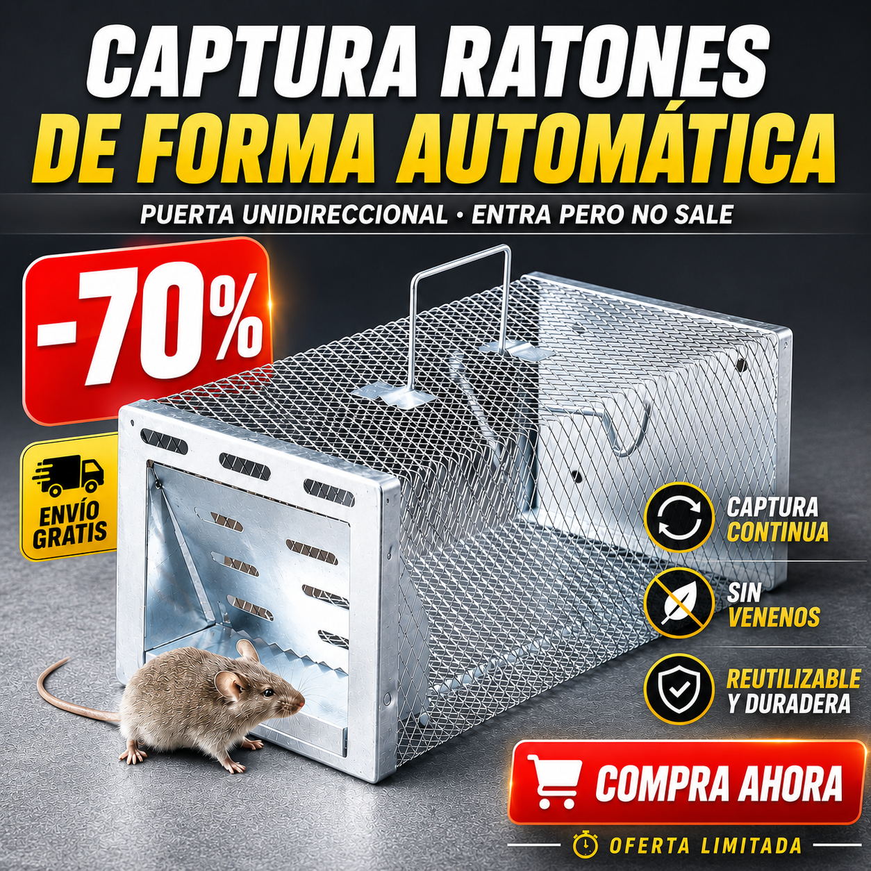 BestSeller™ - Trampa Humanitaria De Jaula Para Atrapar Ratas, Ratones Y Ardillas Vivas