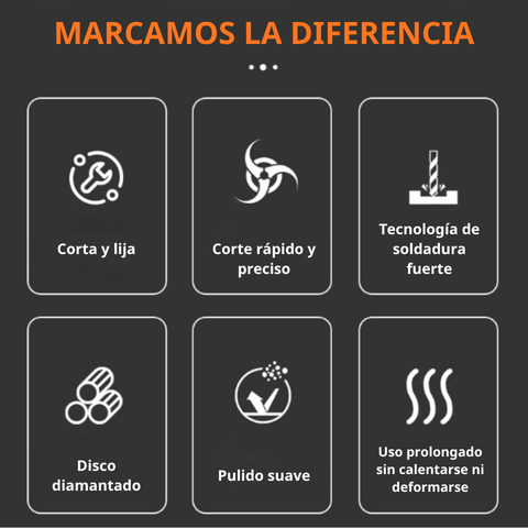 Disco diamantado 3 en 1: corta, lija y desbasta todo tipo de materiales.