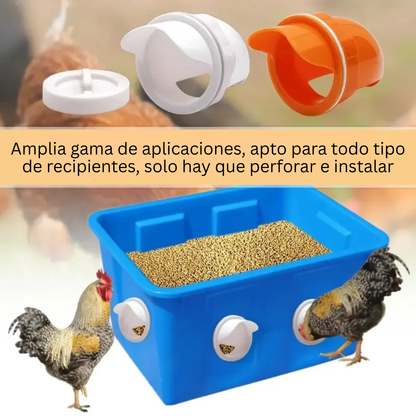 Puerta de alimentación automática para gallinas y patos, compatible con todo tipo de cubos – Incluye broca y sierra de corona