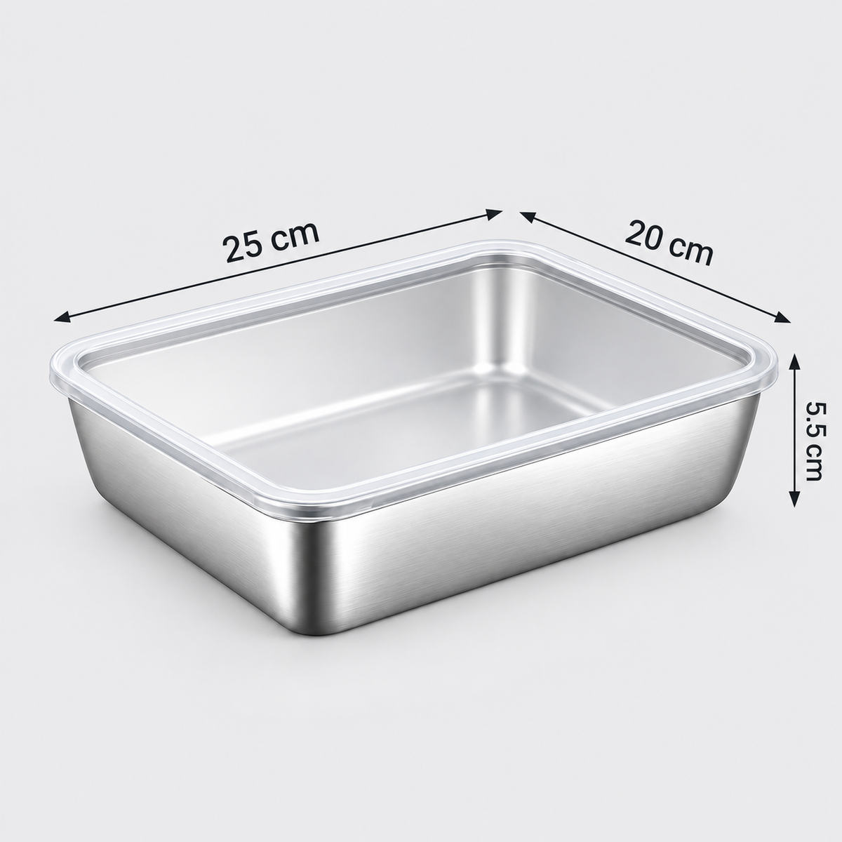 Recipientes inox SUS304 | Alimentos frescos por más tiempo (25×20×5 cm)