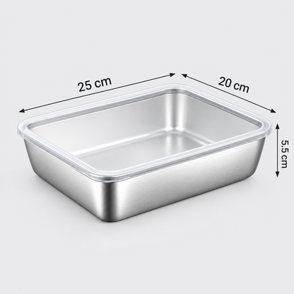 Recipientes inox SUS304 | Alimentos frescos por más tiempo (25×20×5 cm)