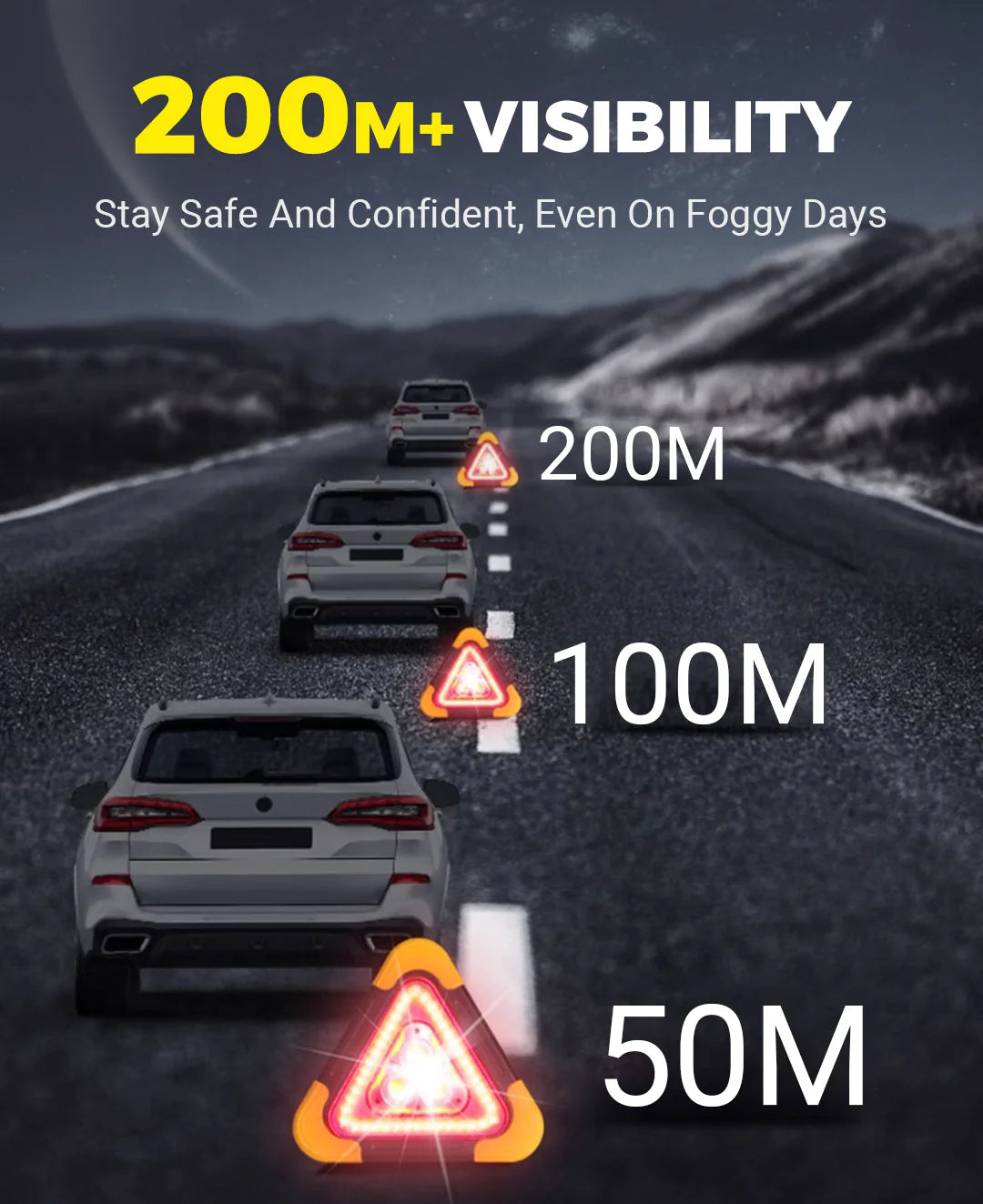⚜️ (SÚPER OFERTA) Triángulo De Emergencia 3 En 1 Para Auto Con Luz LED Súper Brillante