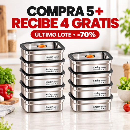 Recipiente hermético antibacteriano de acero inoxidable 316 (19 × 14 × 6 cm)