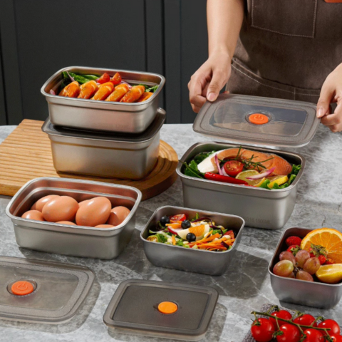 Recipiente antibacteriano al vacío para alimentos de acero inoxidable, 1500 ml – también apto para microondas.