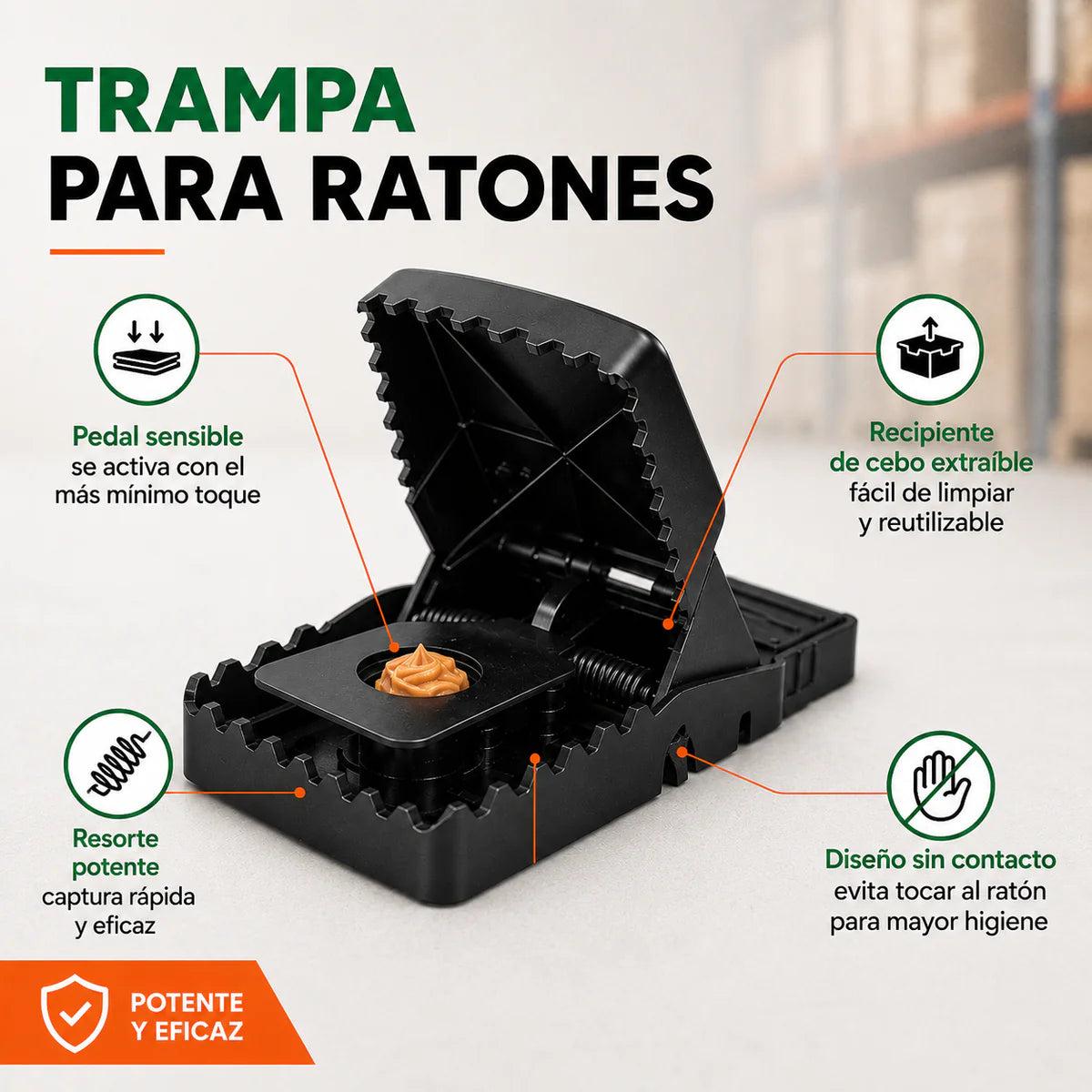 Trampa para Ratones Trapper T-Rex | Activación Rápida y Reutilizable