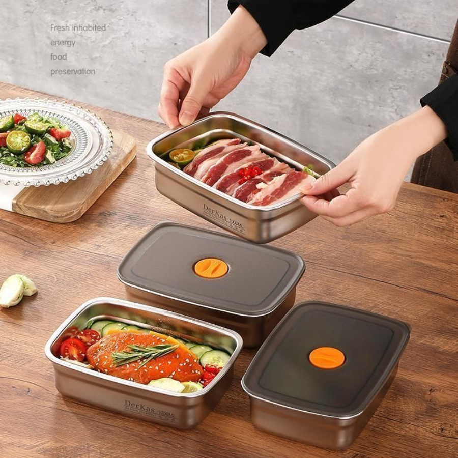 [Set 6 + 🎁3 Gratis] Contenedor de alimentos duradero de acero inoxidable 316 (19 x 13,5 x 5,5 cm)