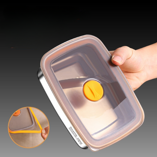 Recipiente hermético grande para alimentos de acero inoxidable antibacteriano 1500 ml (19 × 14 × 8 cm)