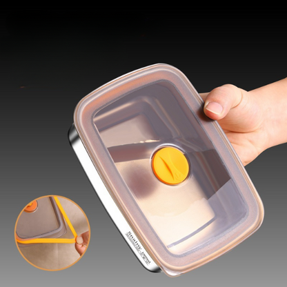 Recipiente hermético grande para alimentos de acero inoxidable antibacteriano 1500 ml (19 × 14 × 8 cm)