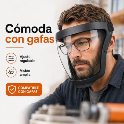 La visera protege la cara, los ojos y las vías respiratorias durante el trabajo