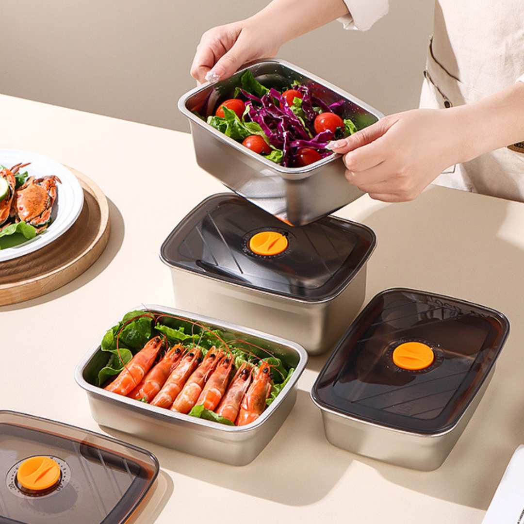 70% DE DESCUENTO | Recipiente Antibacteriano al Vacío para Alimentos de Acero Inoxidable, Tamaño Grande de 1500 ml (19 x 14 x 8 cm)