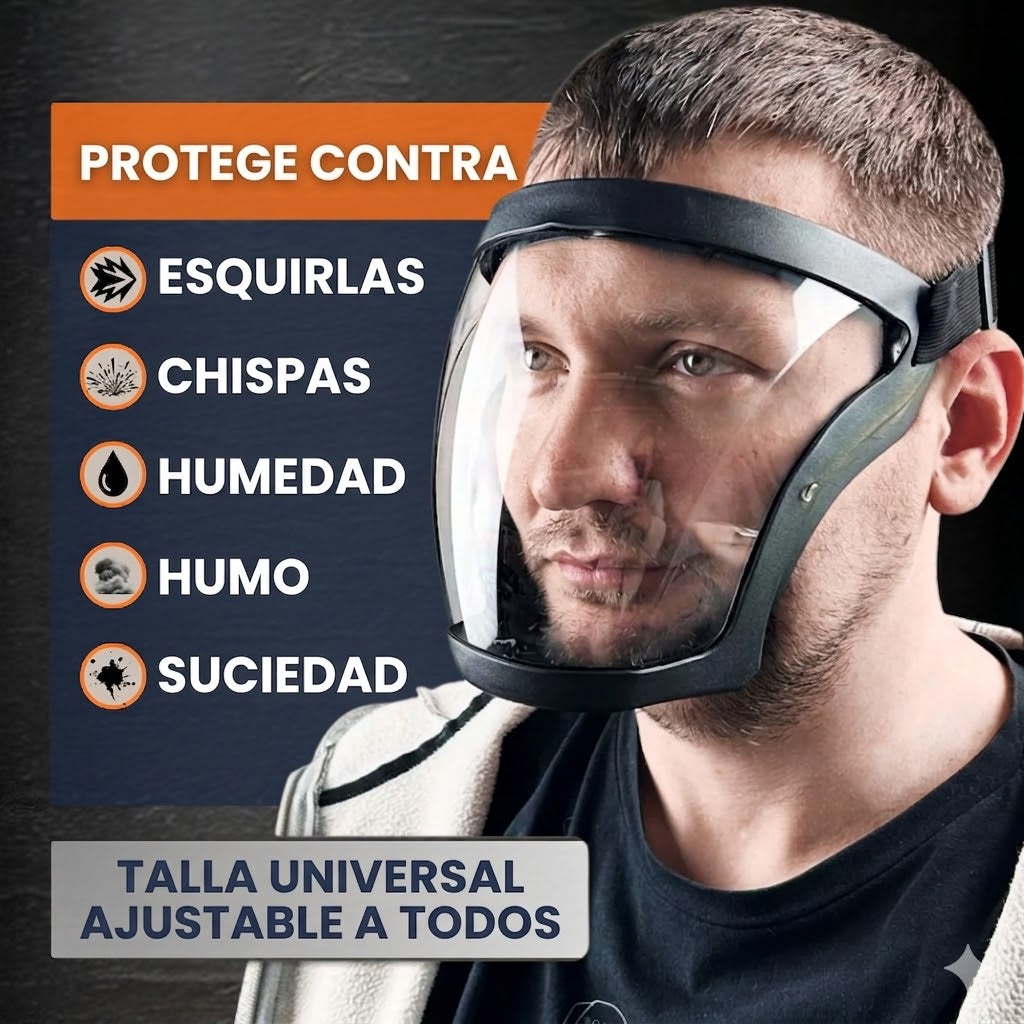 La visera protege la cara, los ojos y las vías respiratorias durante el trabajo
