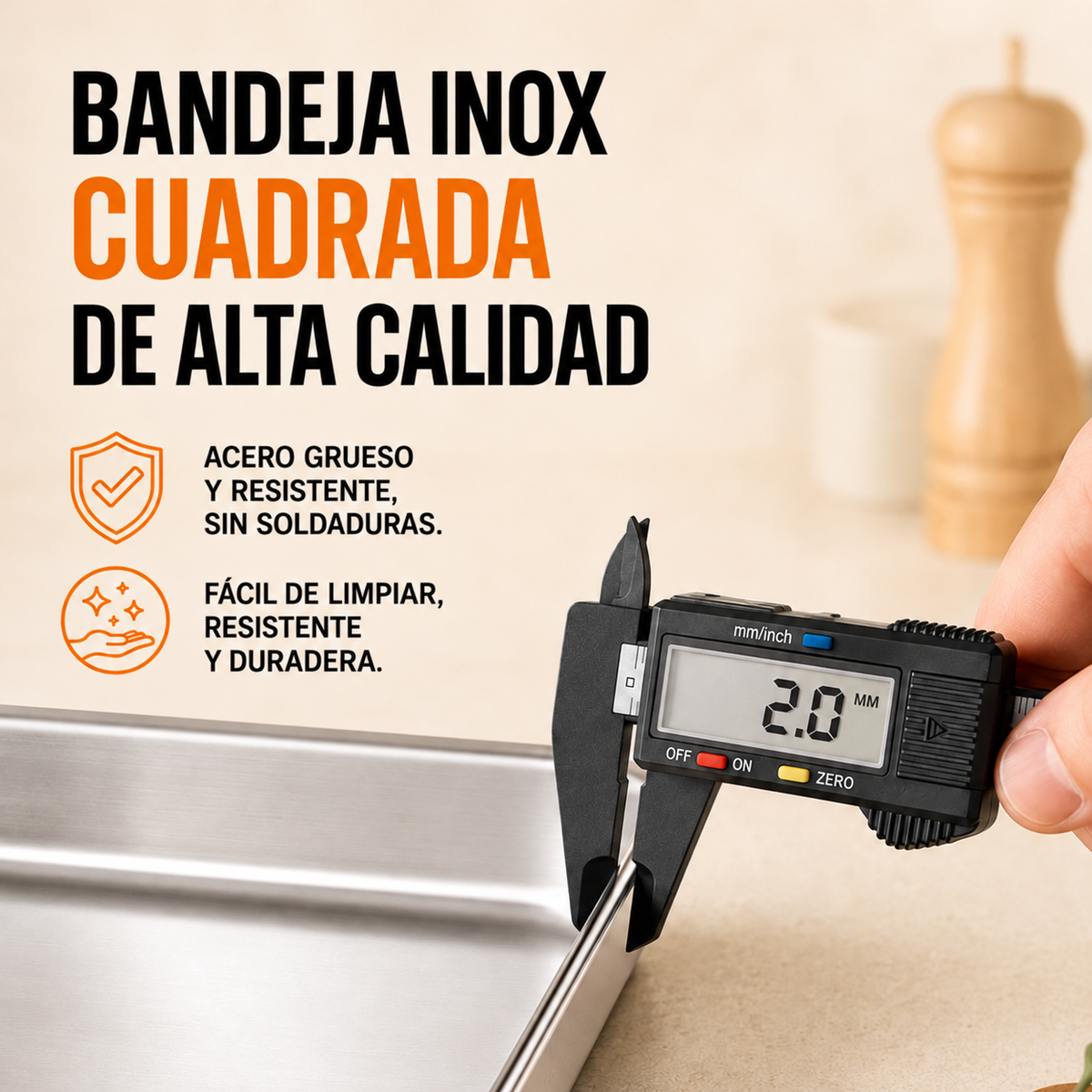 Bandeja de Acero Inoxidable 304 para Alimentos — Conserva y Cocina con Máxima Comodidad