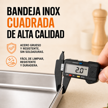 Bandeja de Acero Inoxidable 304 para Alimentos — Conserva y Cocina con Máxima Comodidad