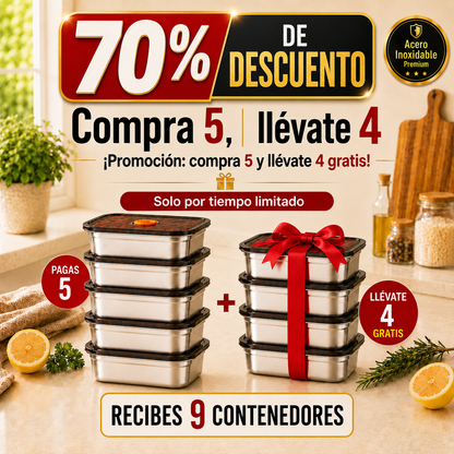 [🎁 ¡70% DE DESCUENTO!] Recipientes De Acero Inoxidable 316L Con Tapa Al Vacío (Herméticos, 1500 ML)