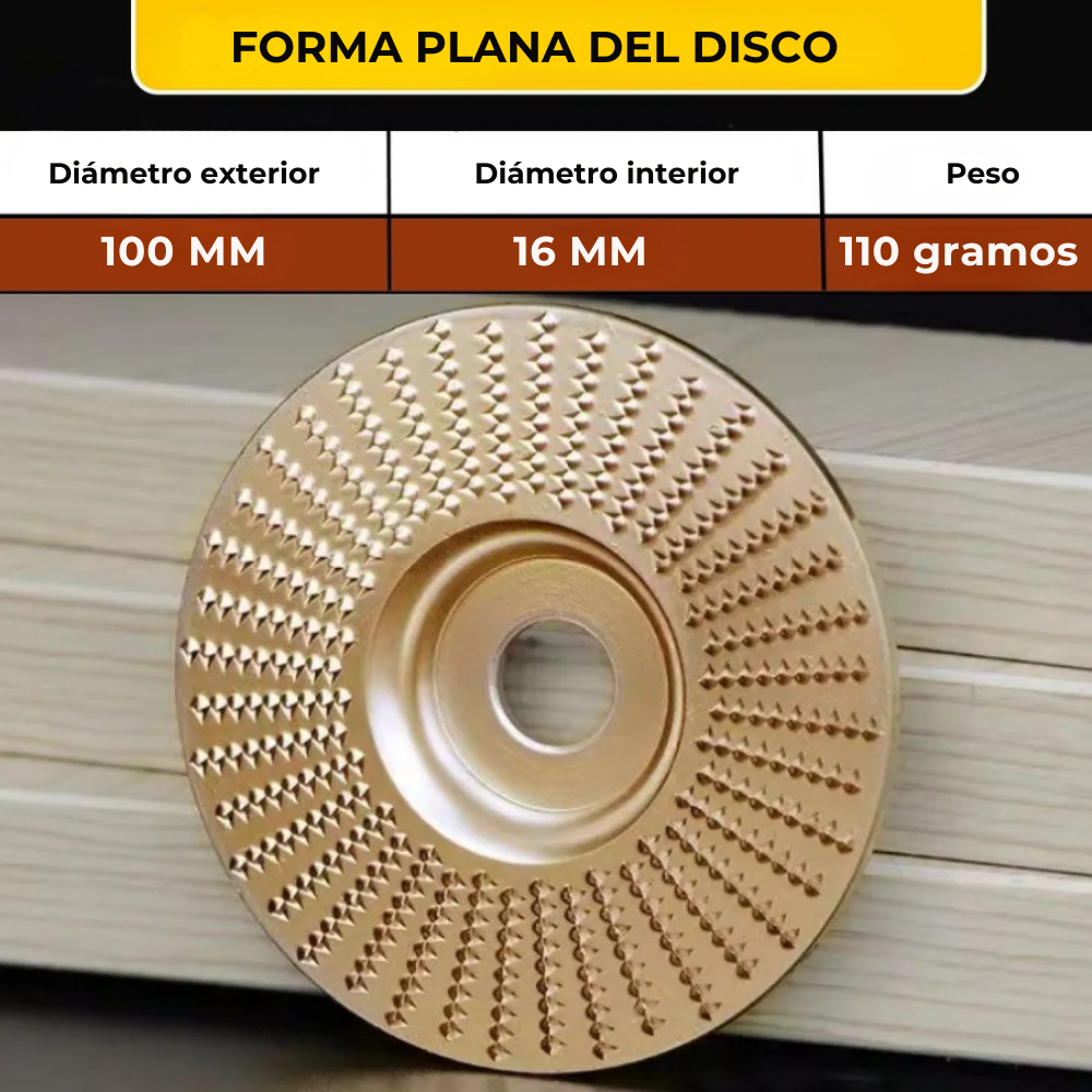 Set de 3 Discos de Desbaste de Acero al Carbono para Madera (Plano - Curvo - Inclinado)