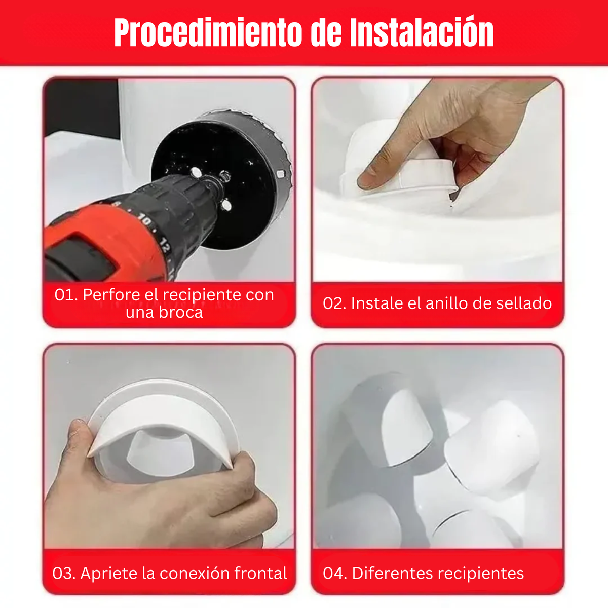 Puerta de alimentación automática para gallinas y patos, compatible con todo tipo de cubos – Incluye broca y sierra de corona