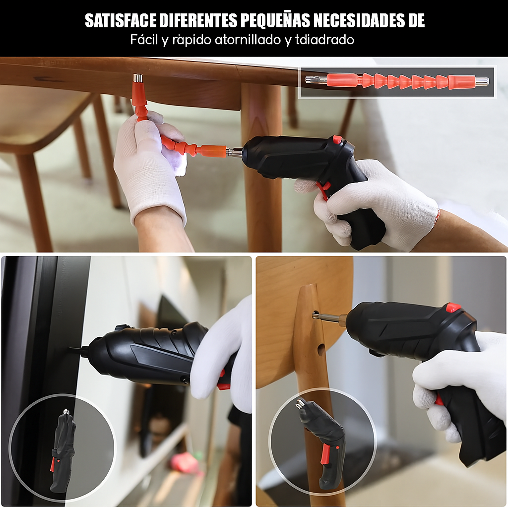 Destornillador Eléctrico Multifunción – Con Luz LED Integrada, Giro en 2 Sentidos, Compacto y Potente