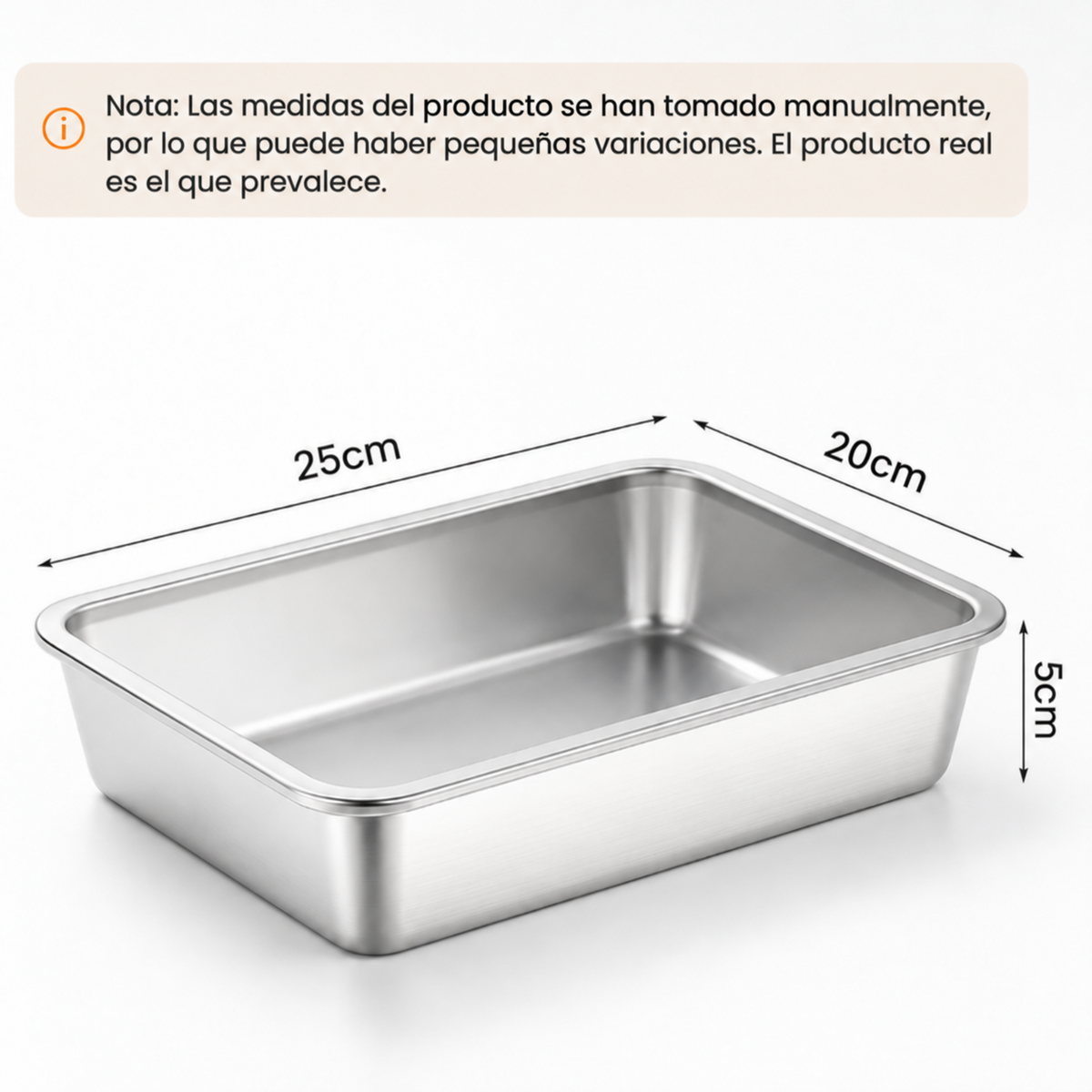 Bandeja de Acero Inoxidable 304 para Alimentos — Conserva y Cocina con Máxima Comodidad