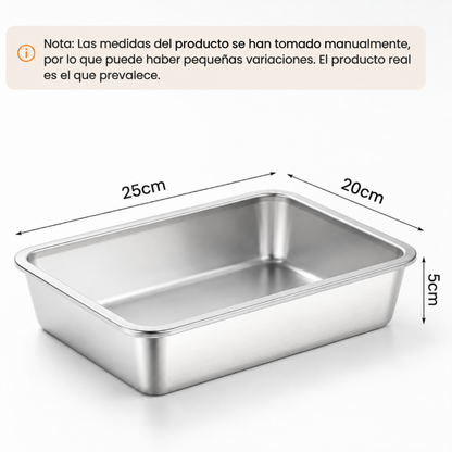 Bandeja de Acero Inoxidable 304 para Alimentos — Conserva y Cocina con Máxima Comodidad