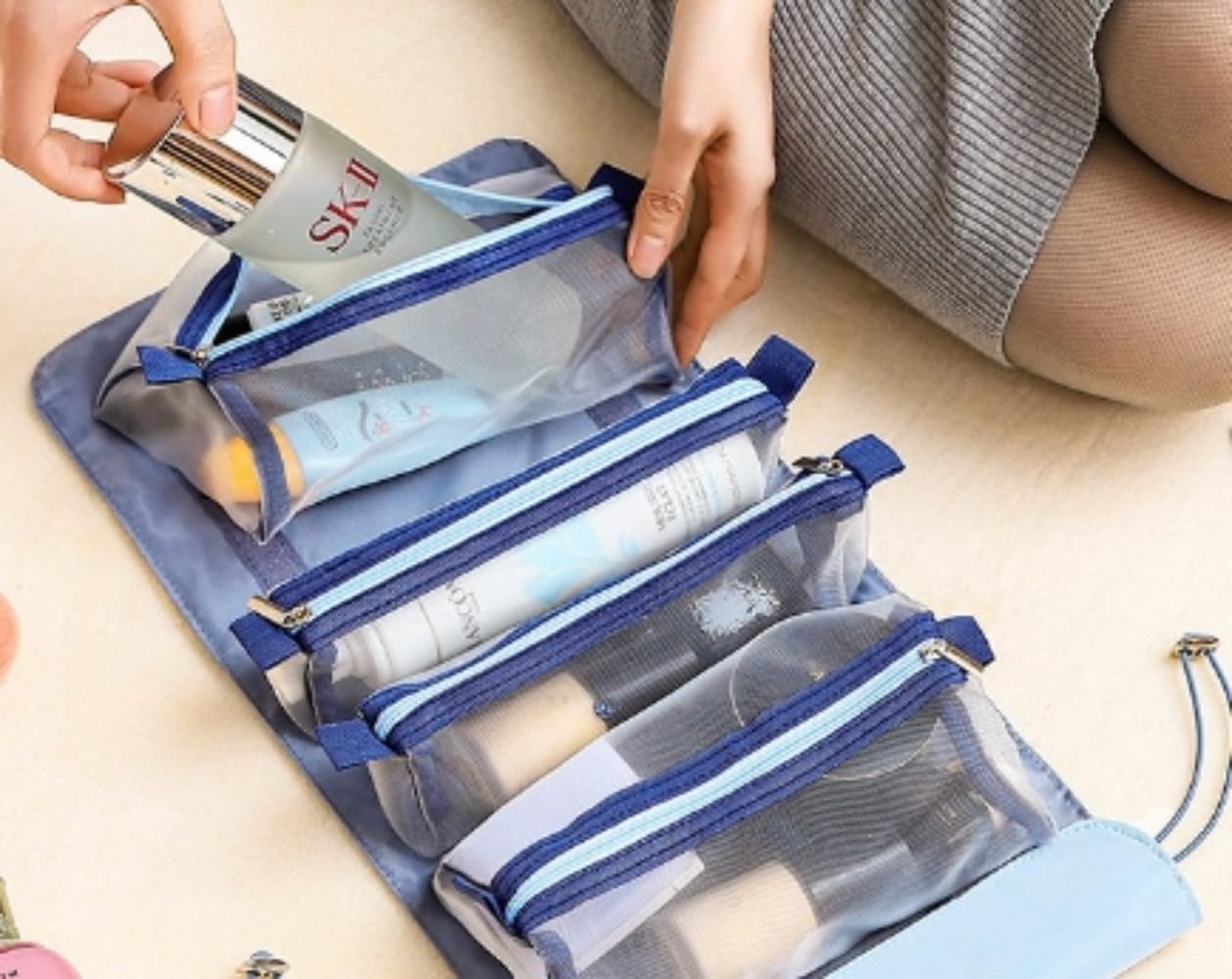 🛍️ Bolsa de Maquillaje 4 en 1 Tipo Rollo Plegable