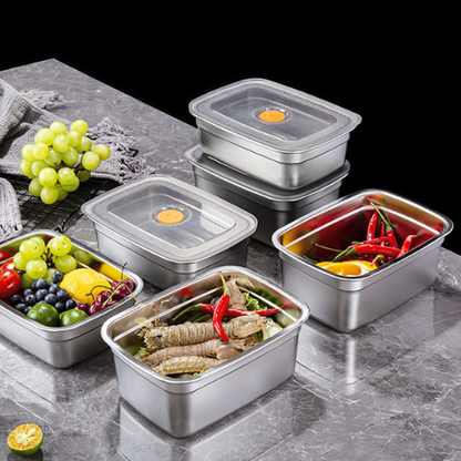 Recipiente hermético grande para alimentos de acero inoxidable antibacteriano 1500 ml (19 × 14 × 8 cm)