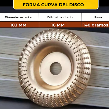 Set de 3 Discos de Desbaste de Acero al Carbono para Madera (Plano - Curvo - Inclinado)