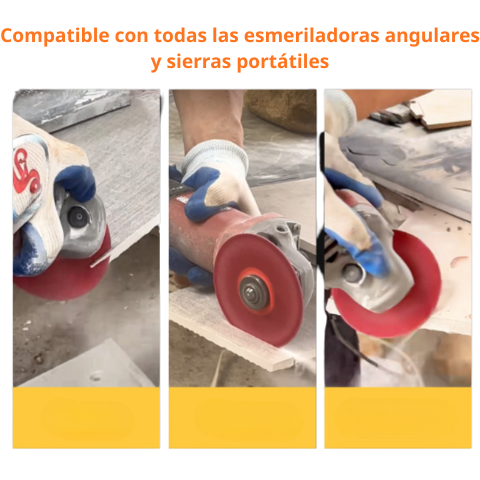 Disco diamantado 3 en 1: corta, lija y desbasta todo tipo de materiales.