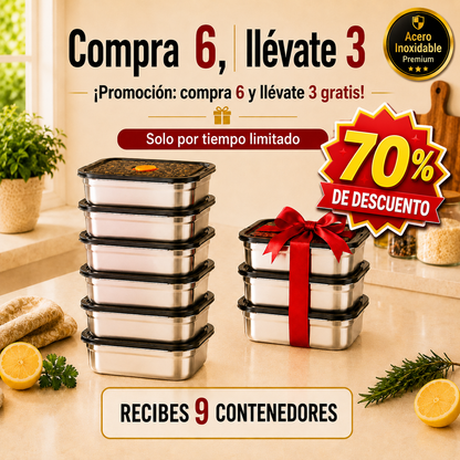 [🎁 ¡70% DE DESCUENTO!] Recipientes herméticos de acero inoxidable 316L (19 × 14 × 6 cm)